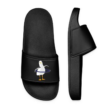 Cute seagull hullern hoop mature - Women’s Pool Sliders - black - Front