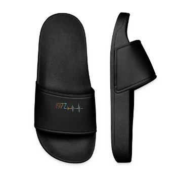 Heartbeat Retro Birthday Vintage 1977 Vintage - Women’s Pool Sliders - black - Front