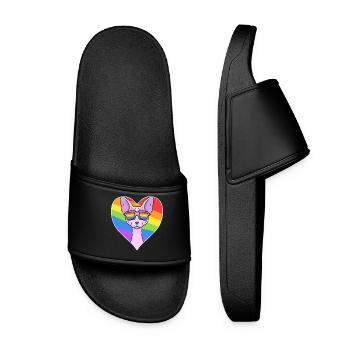 Sphynx Cat - Sphinx Cat - Rainbow Heart - Women’s Pool Sliders - black - Front