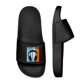 Retro Hip Hop Music Rapper Rap HipHop - Women’s Pool Sliders - black - Front
