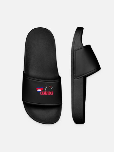 Cambodia Flag Map Heartbeat for Cambodian Pride - Claquettes Femme - noir