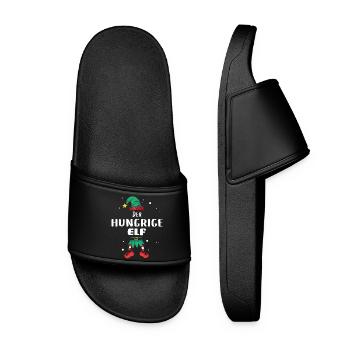 Christmas Elf hungrige Elf x-mas Geschenk - Frauen Badelatschen - Schwarz - Vorne