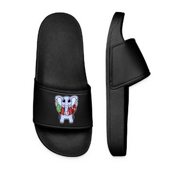 Tank attendant elephant gas station - Women’s Pool Sliders - black - Front