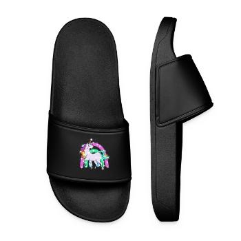 sparkling unicorn with rainbow - Women’s Pool Sliders - black - Front