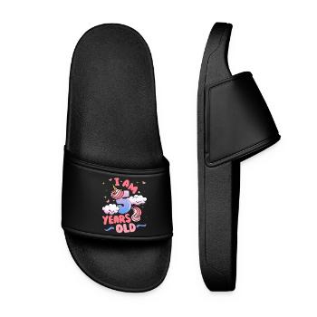 I am 5 years old | Unicorn theme | 5. - Women’s Pool Sliders - black - Front