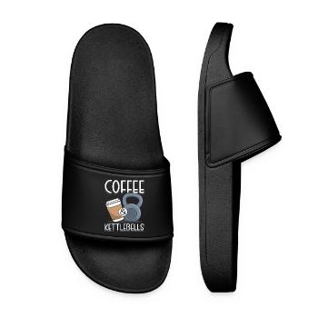 Coffee & Kettlebells - Frauen Badelatschen - Schwarz - Vorne