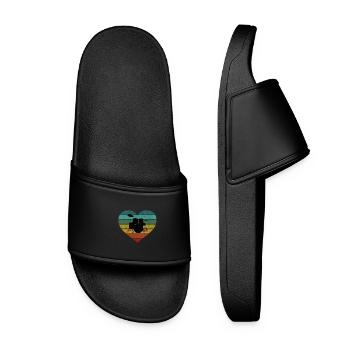 I love drums and drums retro heart - Women’s Pool Sliders - black - Front