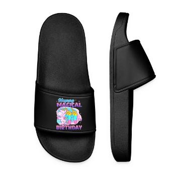 Happy 11th Birthday Unicorn Pony - Women’s Pool Sliders - black - Front