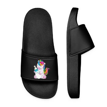 Unicorn Baby Bottle Milk - Women’s Pool Sliders - black - Front