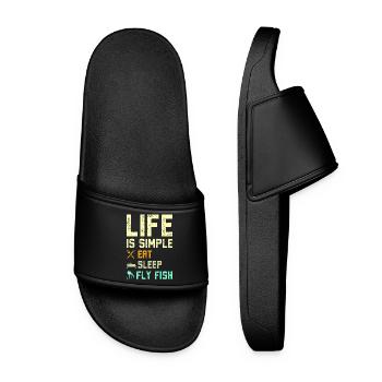 Life is simple eat sleep fly fish - Women’s Pool Sliders - black - Front
