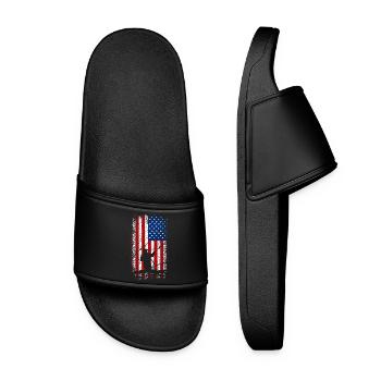 Usa American flag 4th of july fly fishing - Women’s Pool Sliders - black - Front