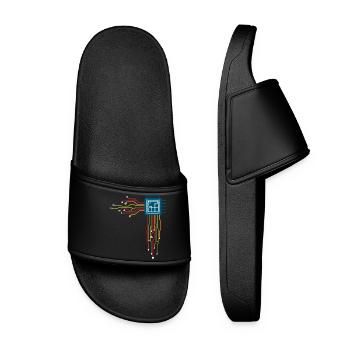 Computer chip - Creative illustration - Women’s Pool Sliders - black - Front