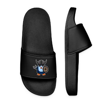Motif de manchot viking - Claquettes Femme - noir - Devant