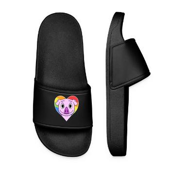 Cochon animal gay au cœur arc-en-ciel - Claquettes Femme - noir - Devant