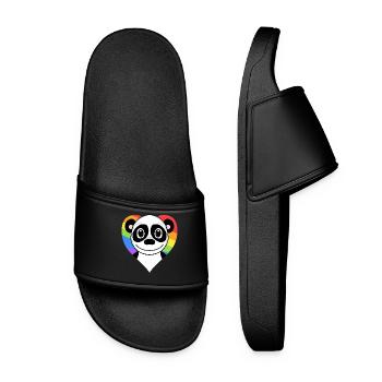 Gay Rainbow Heart Animal Panda - Women’s Pool Sliders - black - Front
