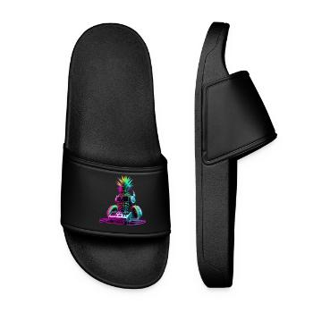 EDM Music Rave Festival Pineapple Techno - Women’s Pool Sliders - black - Front
