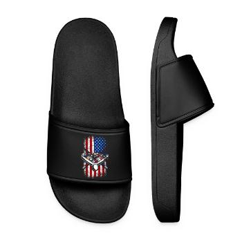 USA Drapeau américain 4 juillet Billard - Claquettes Femme - noir - Devant