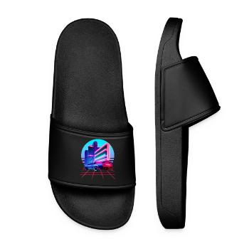 Retro Wave 80s Skyline Electro-Wave Vaporwave - Claquettes Femme - noir - Devant