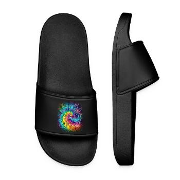 Hippie Peace Tie Dye - Frauen Badelatschen - Schwarz - Vorne