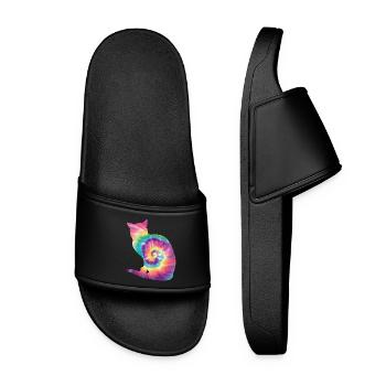 Tie Dye Cat - Women’s Pool Sliders - black - Front