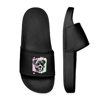 Chien boxeur - Claquettes Femme - noir - Devant