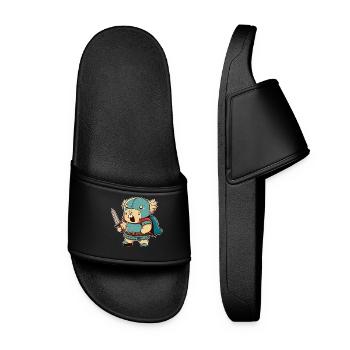Mad warrior with sword - Women’s Pool Sliders - black - Front