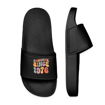 1976 Jahrgang Geburtstag Groovy Vintage Retro - Frauen Badelatschen - Schwarz - Vorne