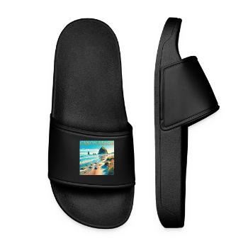 Cannon Beach Oregon Beach Vacation Design - Women’s Pool Sliders - black - Front
