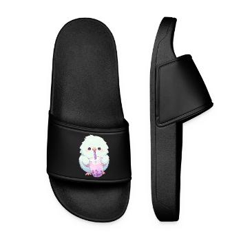Inséparable kawaii boit Boba Bubble Tea Chibi - Claquettes Femme - noir - Devant