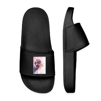 Esthétique japonaise vintage Otaku Anime Girl - Claquettes Femme - noir - Devant