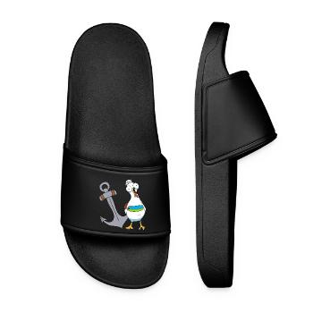 Chicken Sailor Sailor Maritime Anchor Ahoy Voyage - Women’s Pool Sliders - black - Front