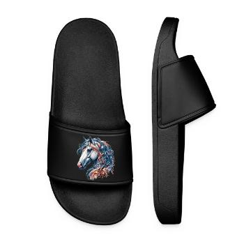 Pferd - Frauen Badelatschen - Schwarz - Vorne