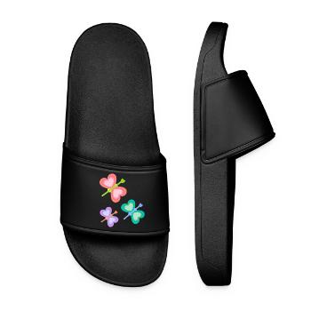 Printemps Coloré Insecte Papillons Enfant Bébé Années 80 - Claquettes Femme - noir - Devant
