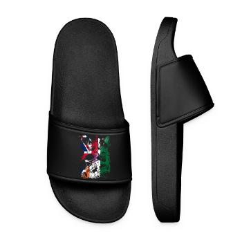 UK India Flag and Skulls - Women’s Pool Sliders - black - Front