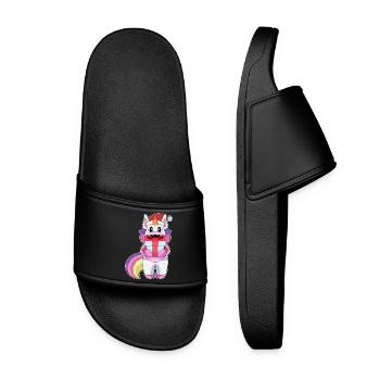 Einhorn Weihnachten Paket - Frauen Badelatschen - Schwarz - Vorne