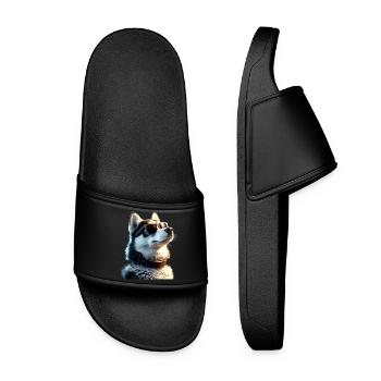 Husky Dogs Lover Amour des chiens Huskies de Sibérie - Claquettes Femme - noir - Devant