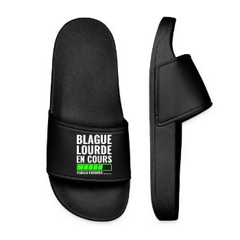 heavy joke in progress please wait - Women’s Pool Sliders - black - Front