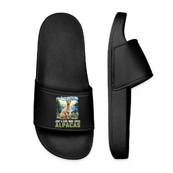 Alpaca Alpakas Alpaka - Frauen Badelatschen - Schwarz - Vorne