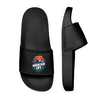 Energetic Mountains and Sunset - Women’s Pool Sliders - black - Front