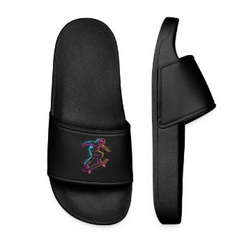 dessin de skateboarder de dessin animé - Claquettes Femme - noir - Devant