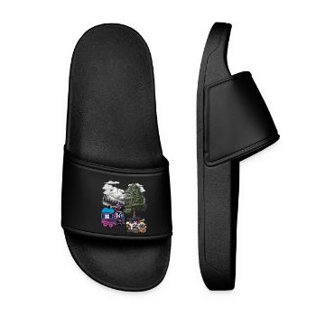 Witch Witches Halloween Construction Trailer - Women’s Pool Sliders - black - Front