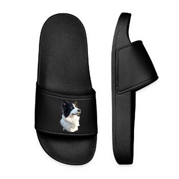 border collie chien amoureux chiot mignons collies - Claquettes Femme - noir - Devant