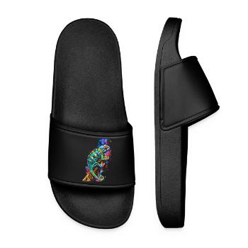 Caméléon motif animal amoureux des animaux reptile lézard - Claquettes Femme - noir - Devant