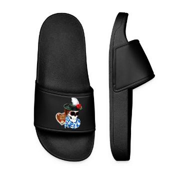 Female skull with hat and Gretel hairstyle - Women’s Pool Sliders - black - Front