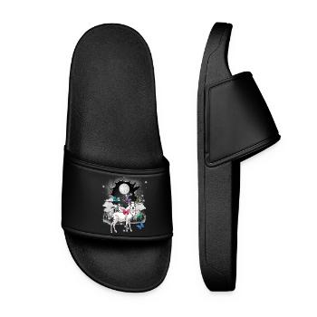 Montagnes Montagnes Cerf Cerf Papillons Enfants - Claquettes Femme - noir - Devant