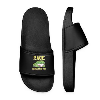 Anger Consumes Me Frog Humor Cartoon - Women’s Pool Sliders - black - Front