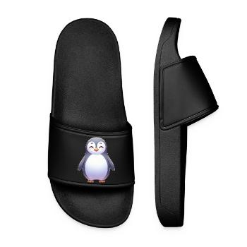 Cute relaxed cartoon penguin happy - Women’s Pool Sliders - black - Front