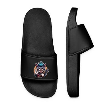 Cat Rock and Roll Guitarist - Women’s Pool Sliders - black - Front