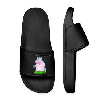 Einhorn Bowling Bowlingkugel - Frauen Badelatschen - Schwarz - Vorne