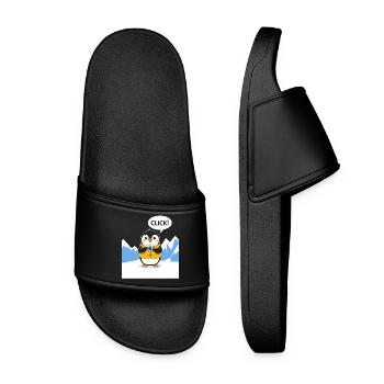 Funny Penguin Photographer Click Moment - Women’s Pool Sliders - black - Front